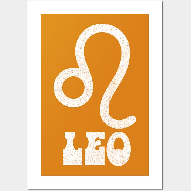 Leo / Retro Zodiac Symbol Faded-Style Design Wall Art by CultOfRomance